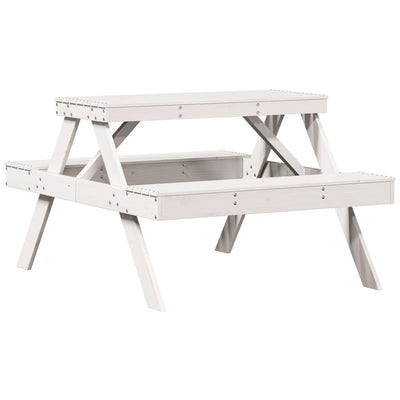 Picnic Table White 105x134x75 cm Solid Wood Pine