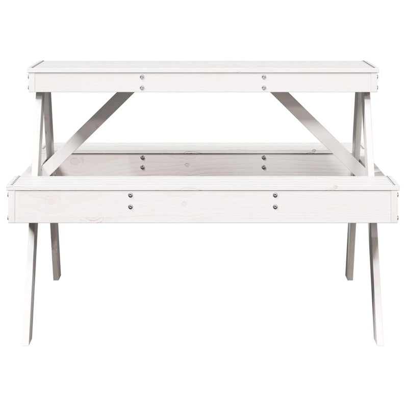 Picnic Table White 105x134x75 cm Solid Wood Pine