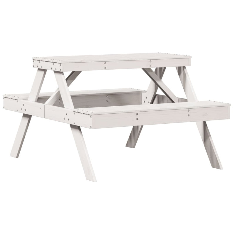 Picnic Table White 105x134x75 cm Solid Wood Pine