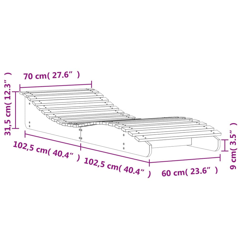 Sun Lounger White 205x70x31.5 cm Solid Wood Pine