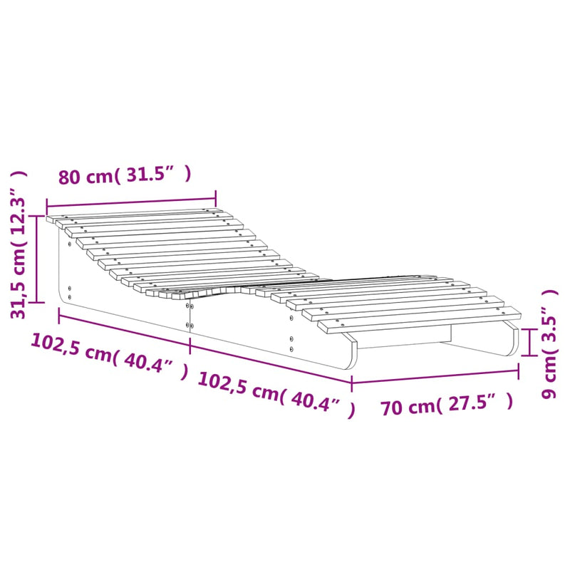 Sun Lounger 205x80x31.5 cm Solid Wood Douglas