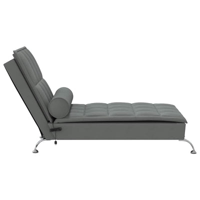 Massage Chaise Lounge with Bolster Dark Grey Fabric