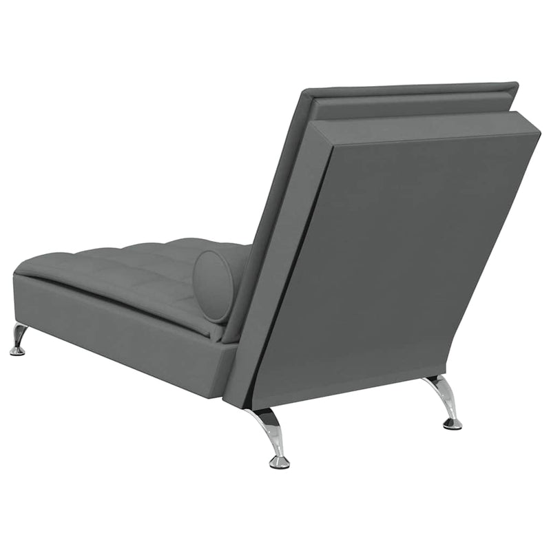 Massage Chaise Lounge with Bolster Dark Grey Fabric