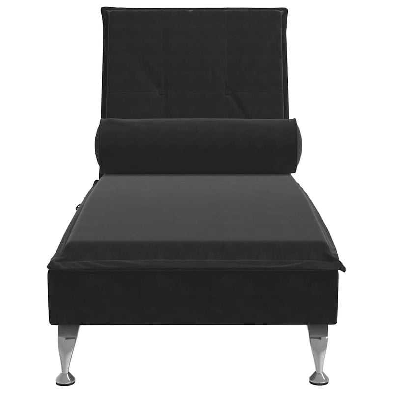 Massage Chaise Lounge with Bolster Black Velvet