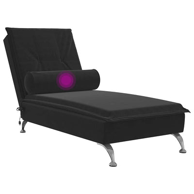 Massage Chaise Lounge with Bolster Black Velvet