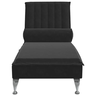 Massage Chaise Lounge with Bolster Black Velvet