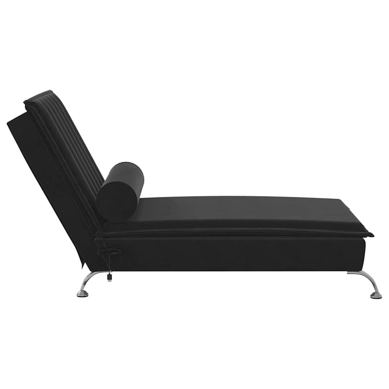 Massage Chaise Lounge with Bolster Black Velvet