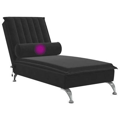 Massage Chaise Lounge with Bolster Black Velvet