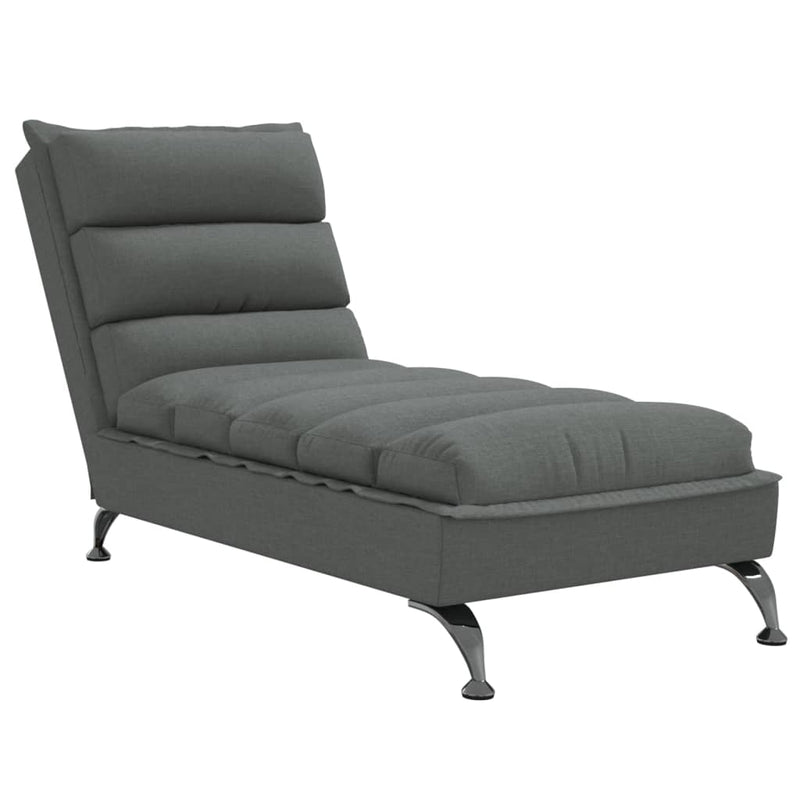 Chaise Lounge with Cushions Dark Grey Fabric