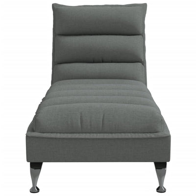 Chaise Lounge with Cushions Dark Grey Fabric