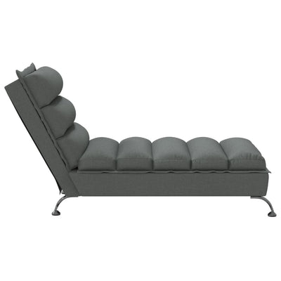 Chaise Lounge with Cushions Dark Grey Fabric