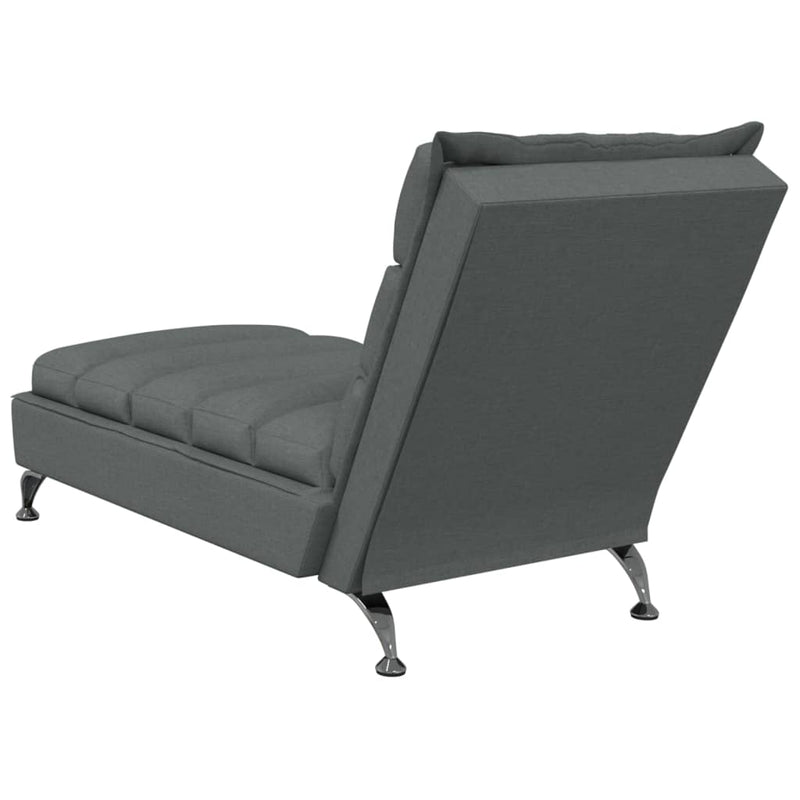 Chaise Lounge with Cushions Dark Grey Fabric