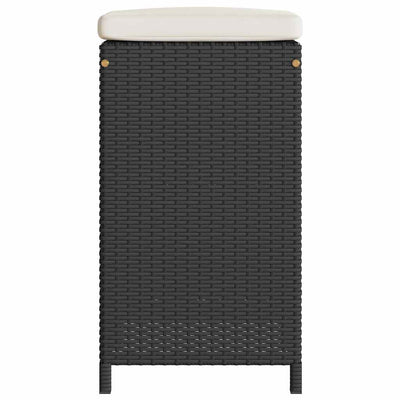 Garden Bar Stools with Cushions 2 pcs Black Poly Rattan