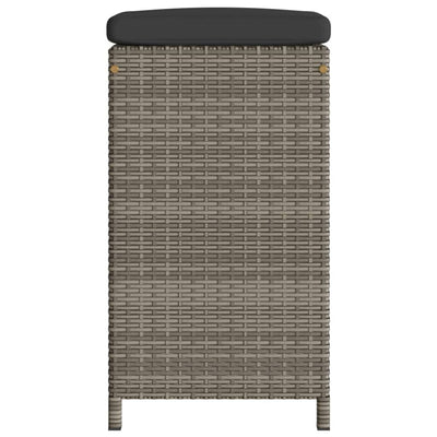 Garden Bar Stools with Cushions 6 pcs Grey Poly Rattan