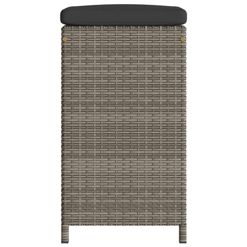 Garden Bar Stools with Cushions 6 pcs Grey Poly Rattan