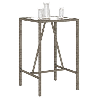 Outdoor Bar Table Grey 70x70x110 cm Poly Rattan