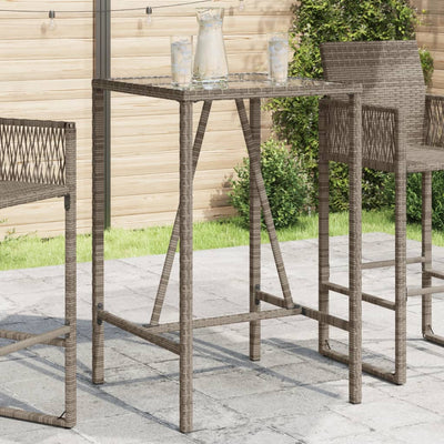 Outdoor Bar Table Grey 70x70x110 cm Poly Rattan