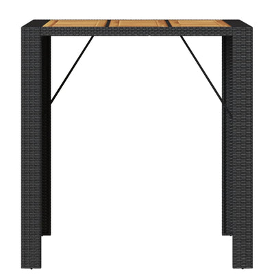 Garden Bar Table with Acacia Wood Top Black 105x80x110 cm Poly Rattan