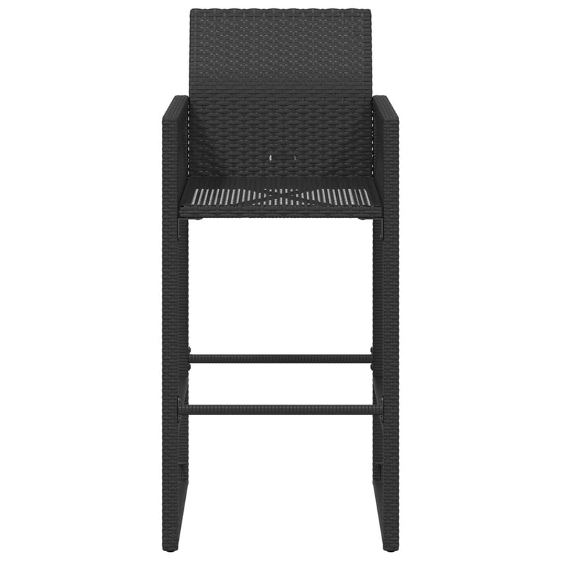 Garden Bar Stools 2 pcs Black Poly Rattan