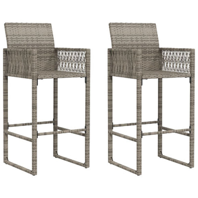 Garden Bar Stools 2 pcs Grey Poly Rattan