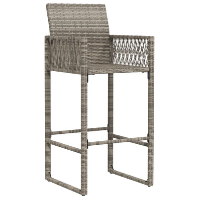 Garden Bar Stools 2 pcs Grey Poly Rattan