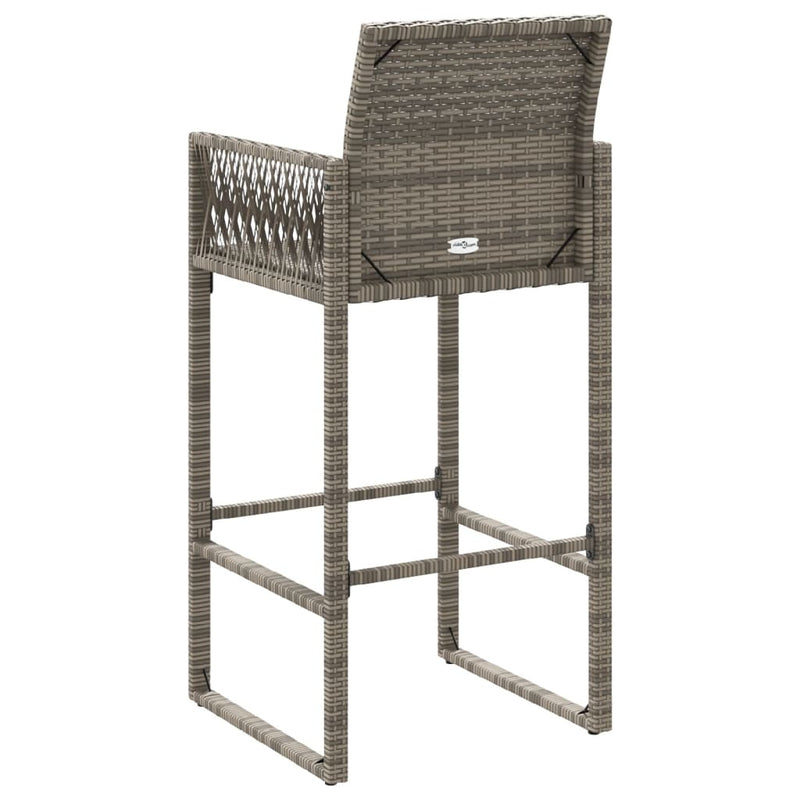 Garden Bar Stools 2 pcs Grey Poly Rattan