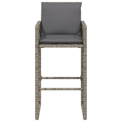 Garden Bar Stools with Cushions 2 pcs Grey Poly Rattan