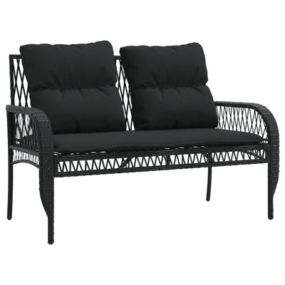 4 Piece Garden Sofa Set with Cushions Black Poly Rattan