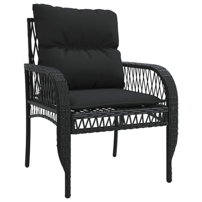 4 Piece Garden Sofa Set with Cushions Black Poly Rattan