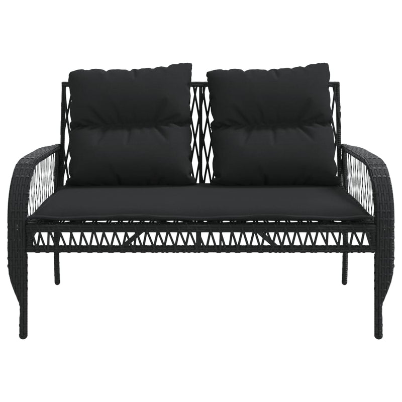 4 Piece Garden Sofa Set with Cushions Black Poly Rattan