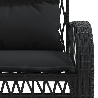 4 Piece Garden Sofa Set with Cushions Black Poly Rattan