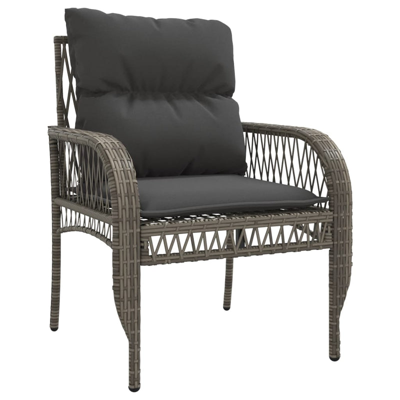 4 Piece Garden Sofa Set with Cushions Grey Poly Rattan