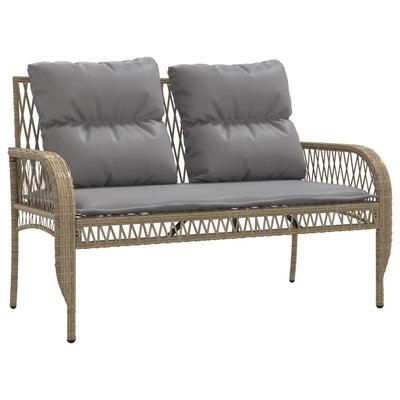 4 Piece Garden Sofa Set with Cushions Beige Poly Rattan