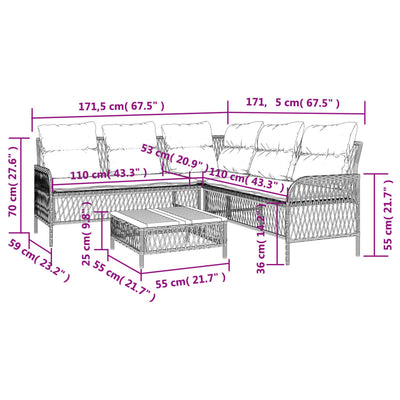 2 Piece Garden Sofa Set with Cushions Grey Poly Rattan