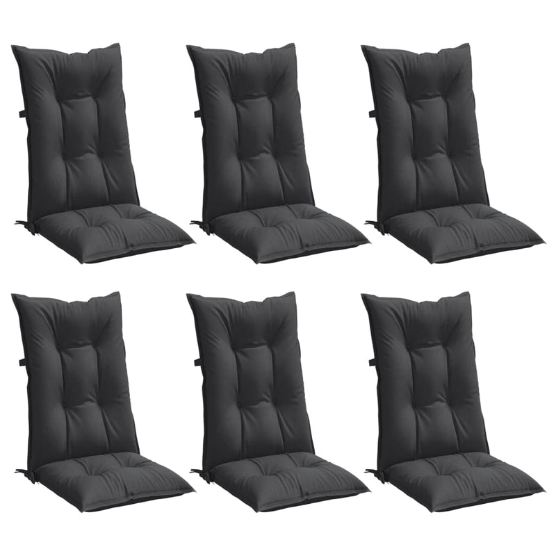 Highback Chair Cushions 6 pcs Melange Anthracite 120x50x7 cm Fabric