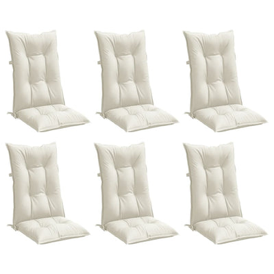 Highback Chair Cushions 6 pcs Melange Cream 120x50x7 cm Fabric