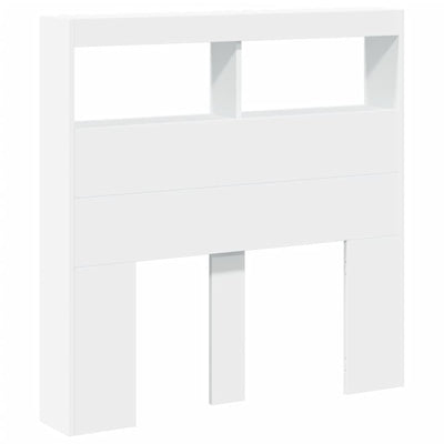 Headboard Cabinet with LED White 100x17x102 cm