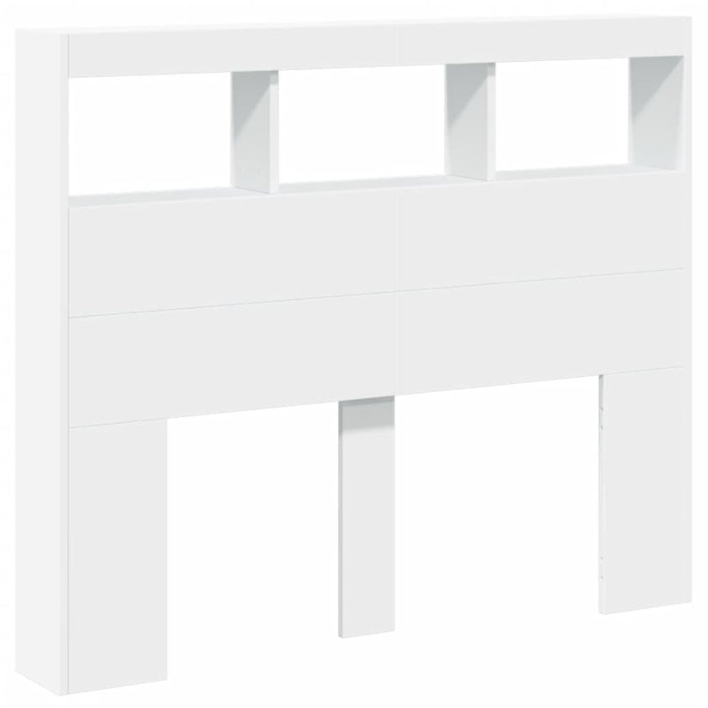 Headboard Cabinet with LED White 120x17x102 cm