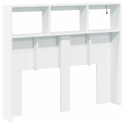 Headboard Cabinet with LED White 120x17x102 cm