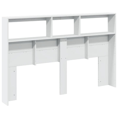 Headboard Cabinet with LED White 160x17x102 cm