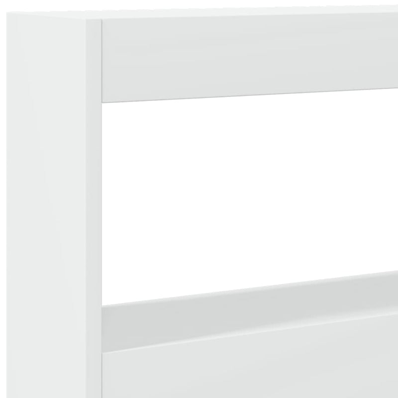 Headboard Cabinet with LED White 180x17x102 cm