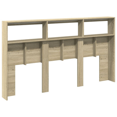 Headboard Cabinet with LED Sonoma Oak 180x17x102 cm