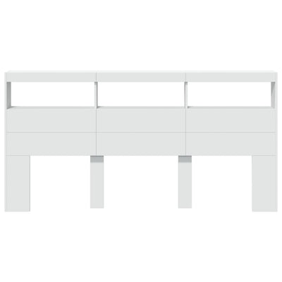 Headboard Cabinet with LED White 200 cm