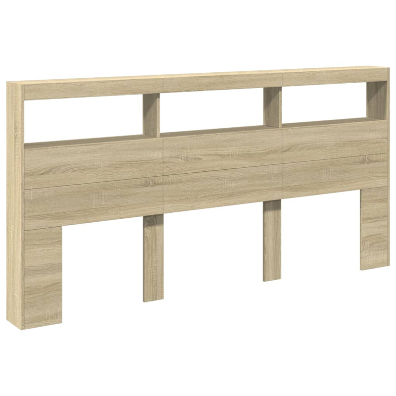 Headboard Cabinet with LED Sonoma Oak 200 cm