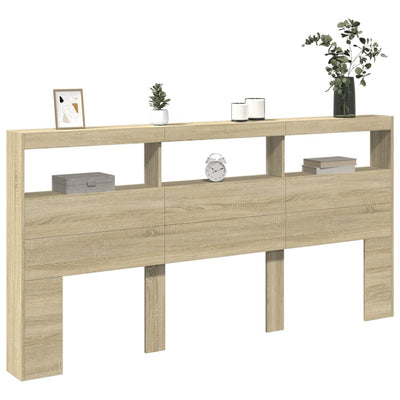 Headboard Cabinet with LED Sonoma Oak 200 cm