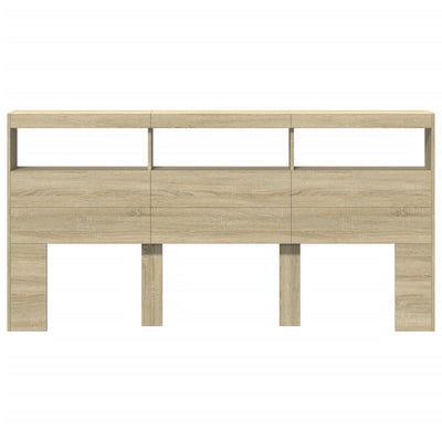 Headboard Cabinet with LED Sonoma Oak 200 cm