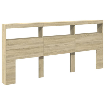 Headboard Cabinet with LED Sonoma Oak 220x17x102 cm