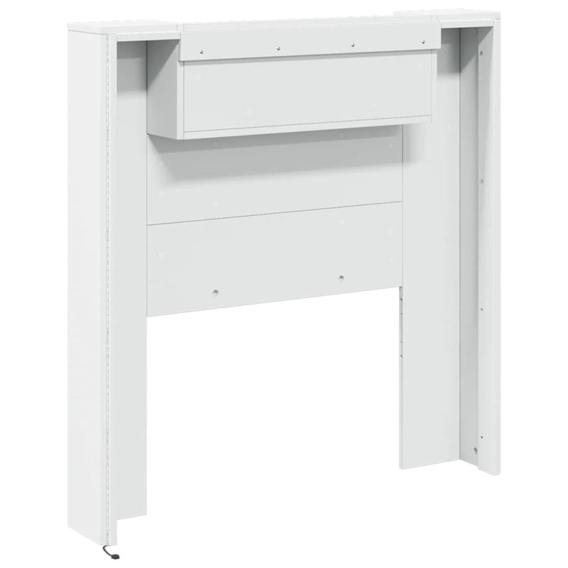 Headboard Cabinet with LED White 100x16.5x103.5 cm