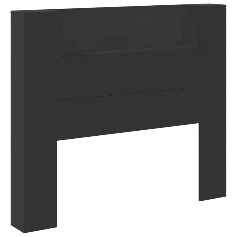 Headboard Cabinet with LED Black 120 cm