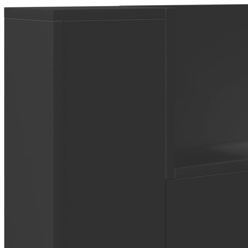 Headboard Cabinet with LED Black 120 cm